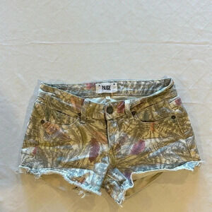 PAIGE washed out water color‎ feather denim shorts size 24